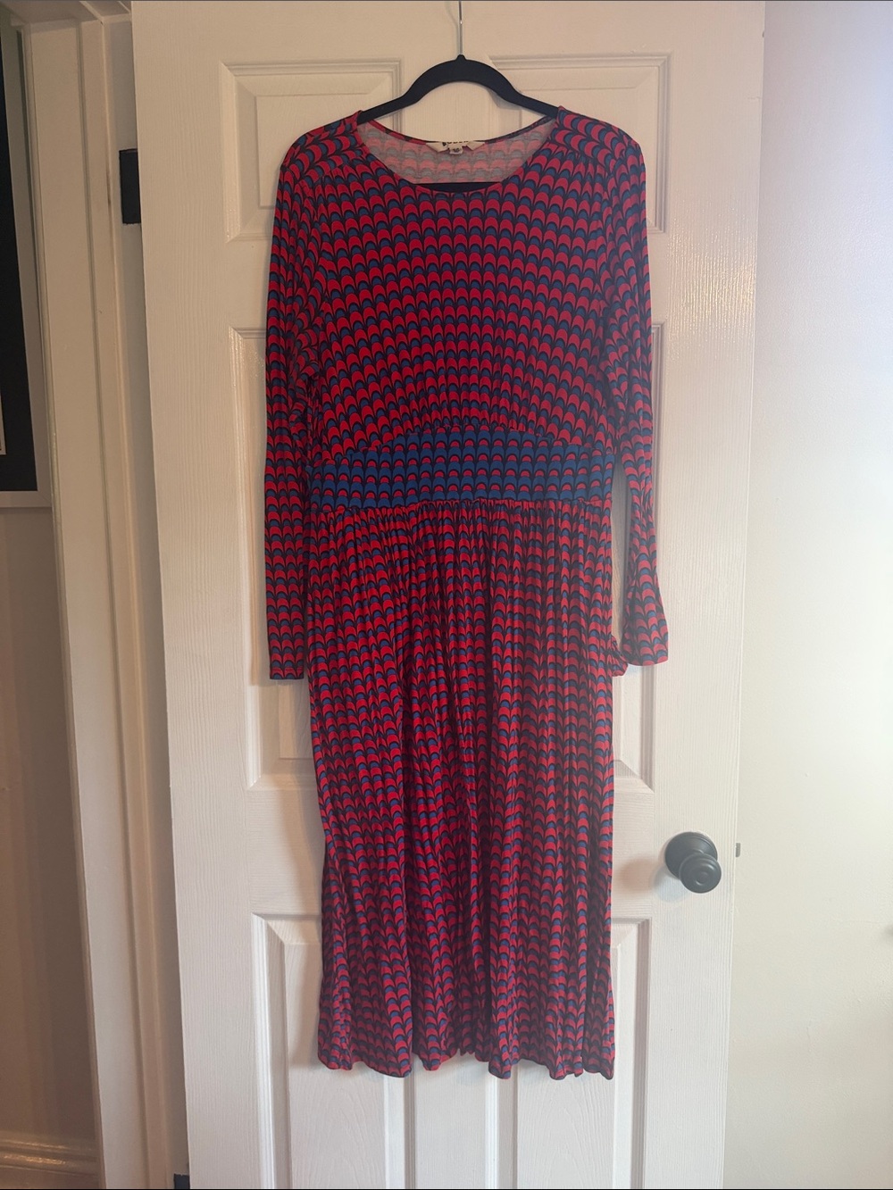 Boden Red and Blue Patterned Maxi Dress
